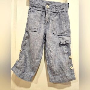 Baby GAP Blue Linen pants With Adjustable Waist Size  18-24 months